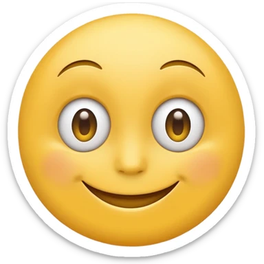 Emoji, yellow round smiling face, curved eyes narrow and snide sticker