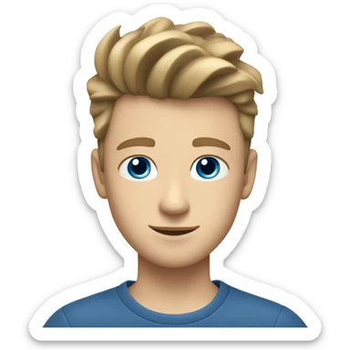 short textured quiff dark blonde hair white boy teenager with blue eyes sticker