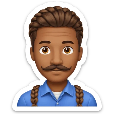 braided an with mustache sticker