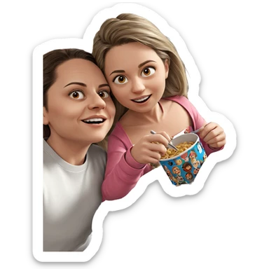 girls enjoying food together sticker