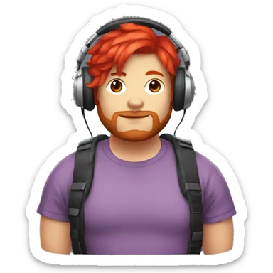 big chunky streamer with headphones red hair sticker