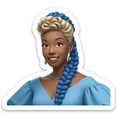 smiling girl in blue dress sticker