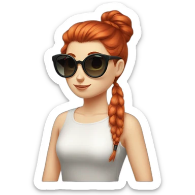 Bad Redhead girl bun Sun glass bun with cockatiel sticker