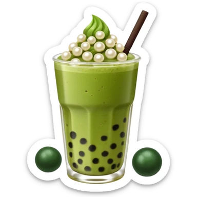 Creamy, slightly bitter matcha with a hint of sweetness, paired with soft, chewy tapioca pearls—refreshing and satisfying! sticker