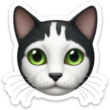 Black cat with green eyes and white spots near the mouth  sticker