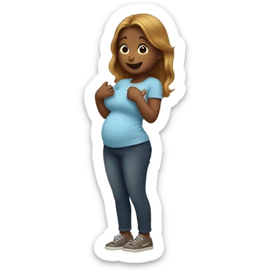 Girl rubbing full belly  sticker