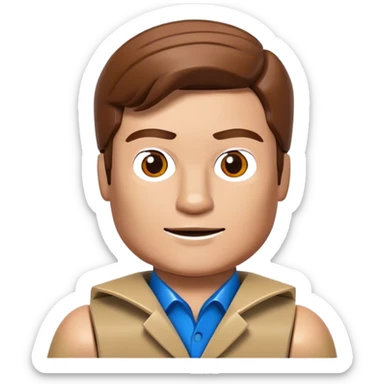 Braunhaariger Mann mit Lego sticker