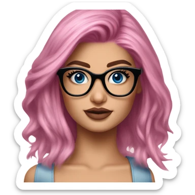 Photo Realistic kylie jenner stylish pink hair BLUE eyes and glasses elegant  sticker