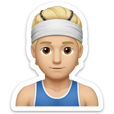 blonde male athelete with headband sticker
