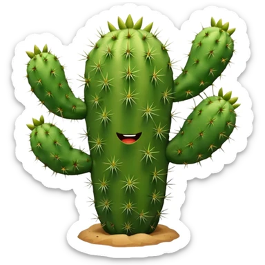 green cactus with arms sticker