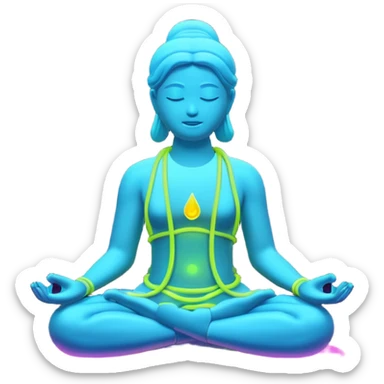 meditation aura , minimalistic transparent glass 3d neon glowing sticker