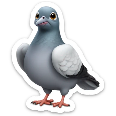 Pigeon with a thumbs up sticker