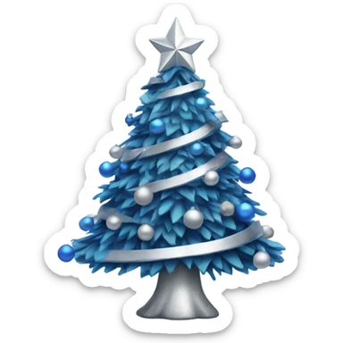 Christmas tree with blue and silver decor sticker