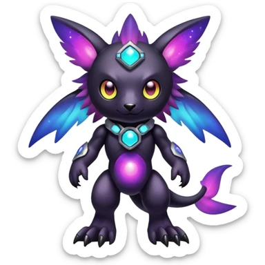 Cute cool colorful dark nebula Digimon-animal-hybrid full body sticker