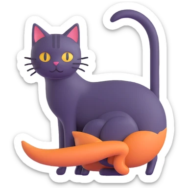 a playful and mysterious cat hiding with only its tail visible, the rest of the body hidden sticker