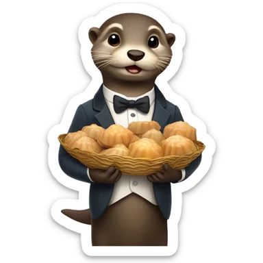 Wealthy Otter holding scallops  sticker