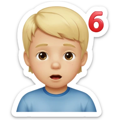 Blonde kid drooling with numbers 67 next to him  sticker