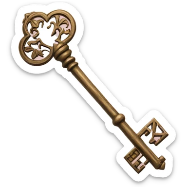 magical key with floral engravings sticker