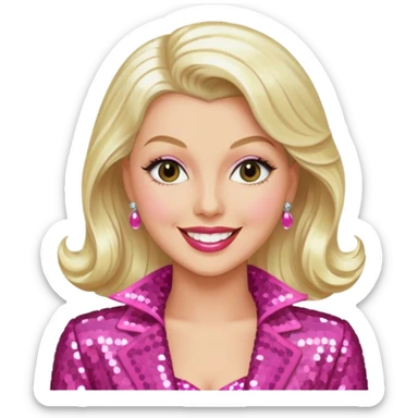 Lana Turner with long platinum blonde hair, pink sequin outfit  sticker