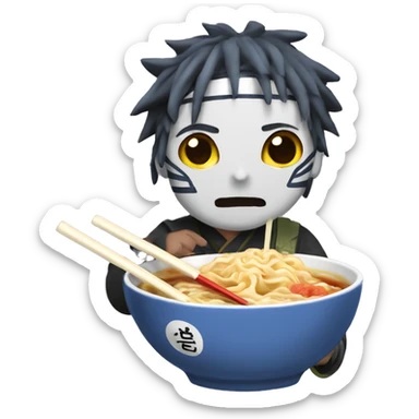 Naruto eating ramen with chopsticks sticker
