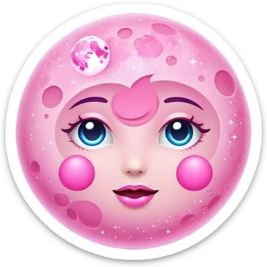 Pink sparkly moon sticker