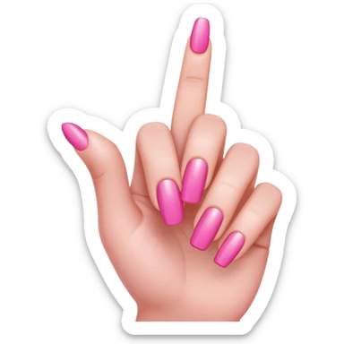 I'll draw a finger pointing down like this "👇", but it should be a finger with a pink manicure sticker