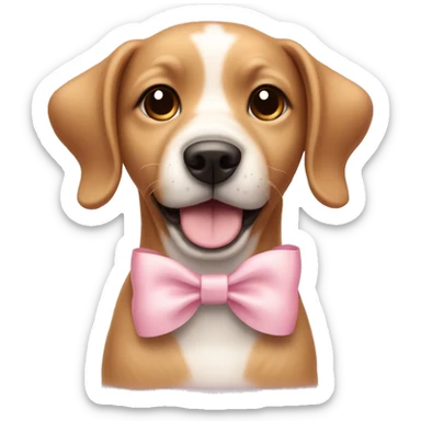 Cute light brown dog with a light pink bow on her head sticker