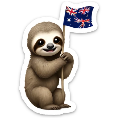 Baby sloth with Australian flag  sticker