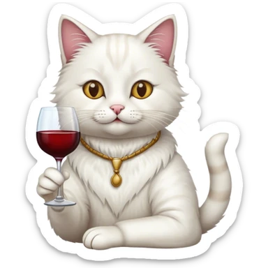 Cat drinking wine from bottle sticker