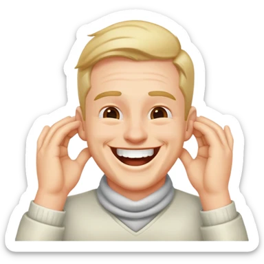 Guy laughing with hands around neck  sticker