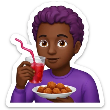 Black person drinking grape coolaid and eating chicken sticker