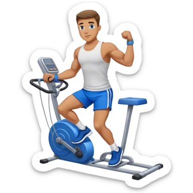 standing fit man with blue shorts cable-machine-exercise sticker