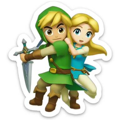 Link et zelda qui s'embrasse sticker