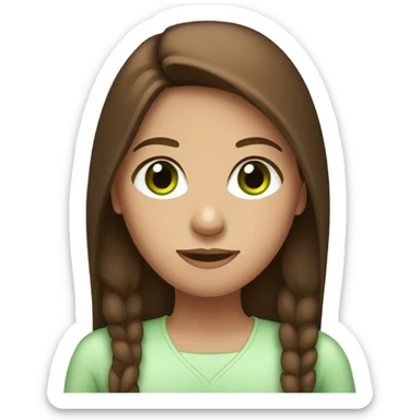 long straight Brown haired girl, with Green eyes  sticker