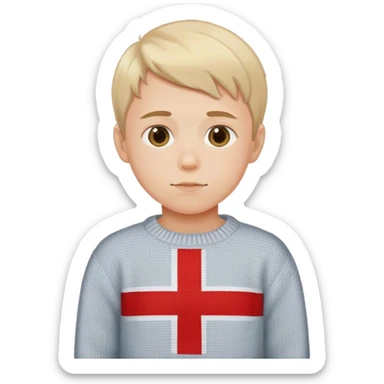 photorealistic boy in the sweater with danish flag sticker