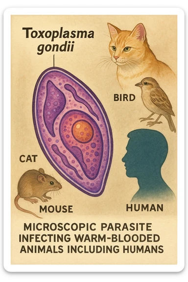 Toxoplasma gondii, che infetta tutti gli animali a sangue caldo, compreso l'essere umano sticker
