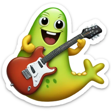 Happy slimy slug playing electric guitar sticker