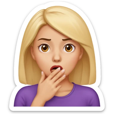 scared woman with her hand on mouth, emoji style, more details, different pose sticker