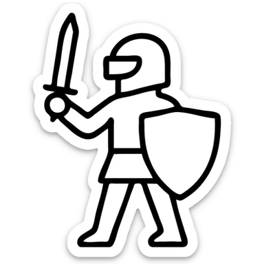 Knight hero with sword and shield sticker