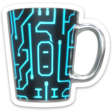 Hyperrealistic 3d rendering 1990's y2k themed coffee mug sticker