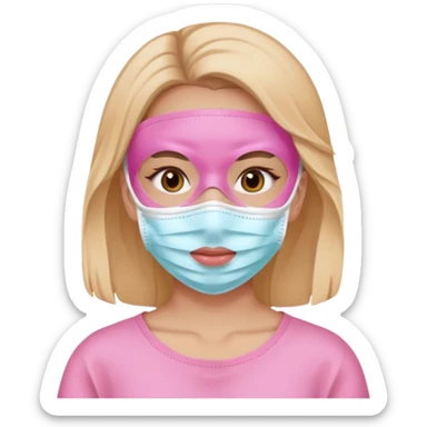 girl with a pink skincare face mask sticker