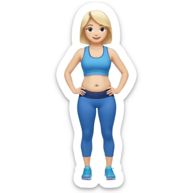 Woman blonde hair tank top blue leggings rounder belly holding a pump  sticker