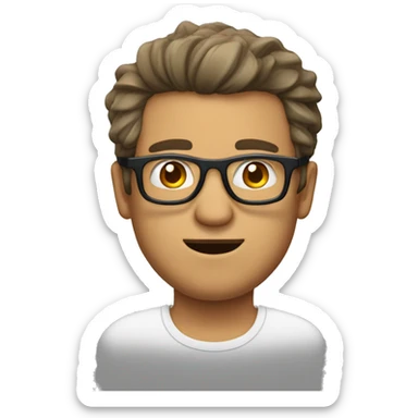 Homme avec des lunettes, peau très blanche, imberbe et les cheveux brun sticker