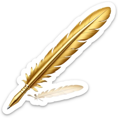 3D perspective academic premium golden ink feather pen sticker