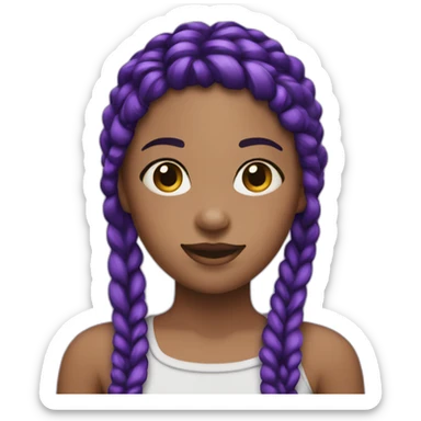 girl with black and purple braids sticker