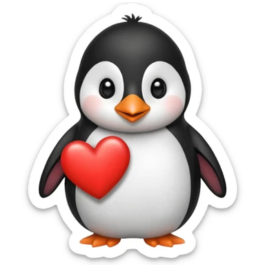 Cute penguin with holding heart sticker