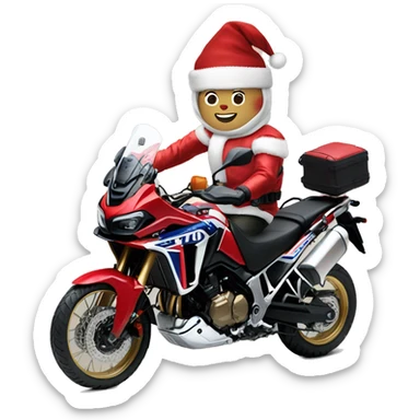 Japanese dressed for Christmas riding a Honda Africa Twin 2020 sticker