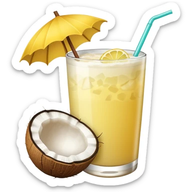hawaii coconut drink with lemon sticker
