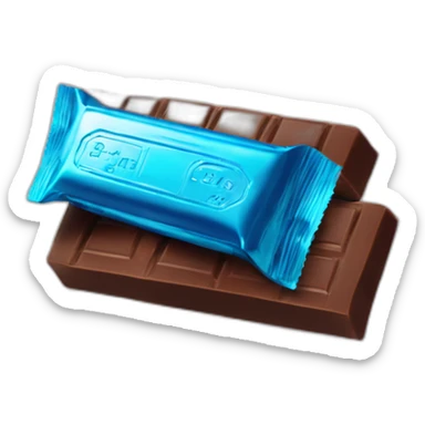 chocolate bar in blue foil sticker