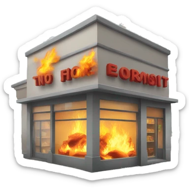 Store with fire  sticker